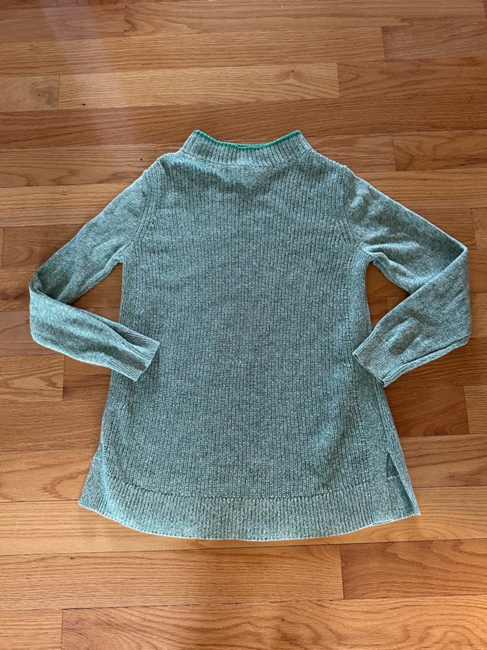 LOFT Green and white Mock Neck Knit Sweater. Size Medium.